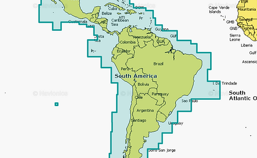 Карта Navionics 3XG CENTRAL & SOUTH AMERICA Центральная и Южная Америка