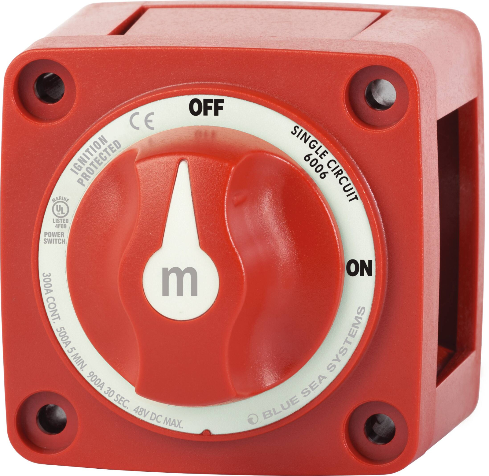 BlueSea m-Series Mini On-Off Battery Switch with Knob - Red 6006