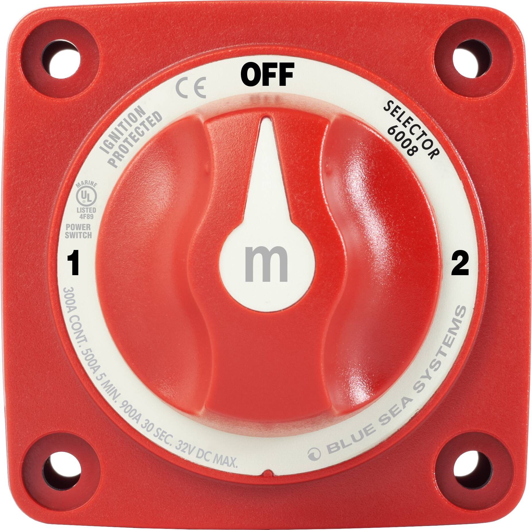 BlueSea m-Series Selector 3 Position Battery Switch - Red 6008