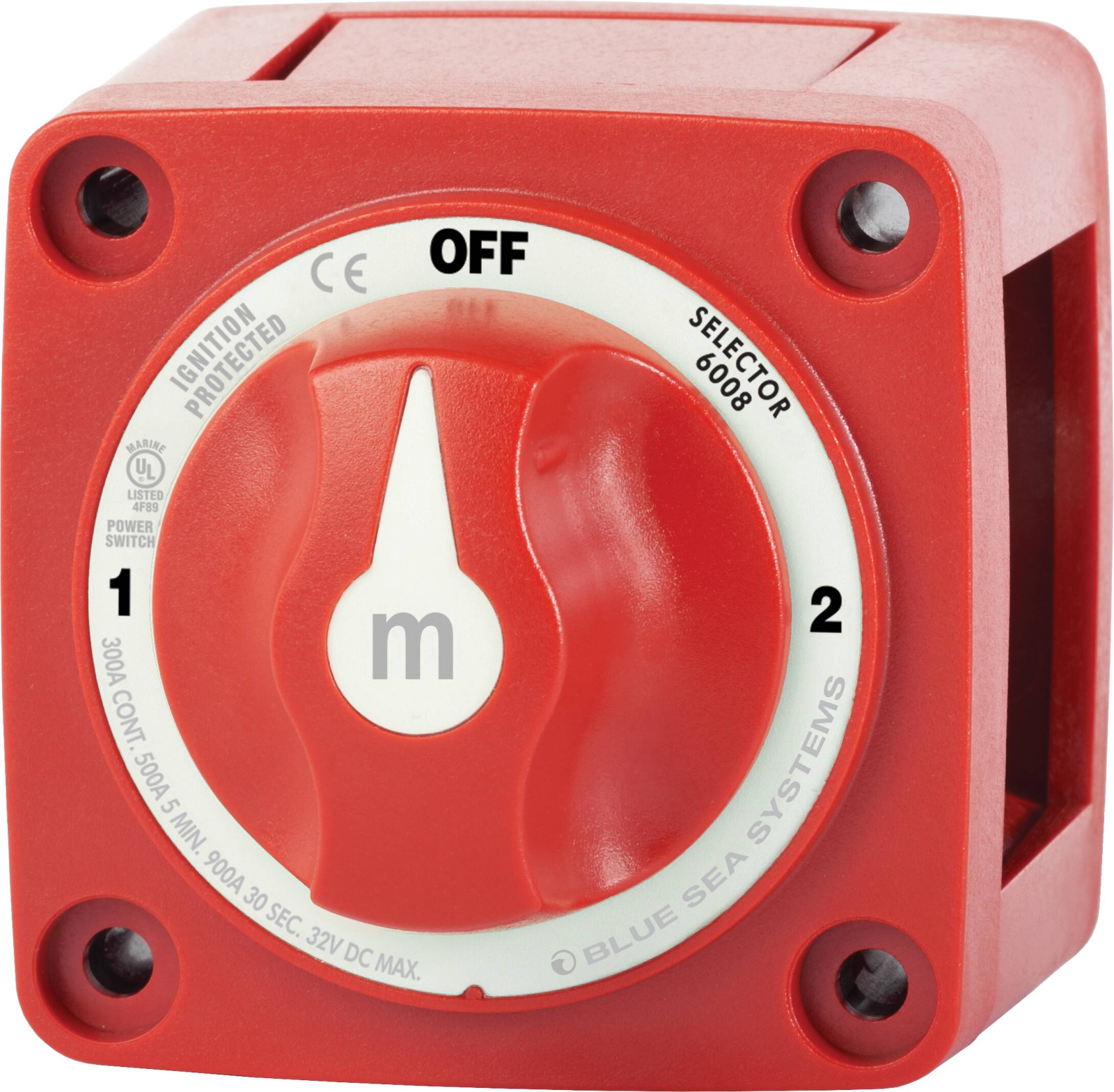 BlueSea m-Series Selector 3 Position Battery Switch - Red 6008