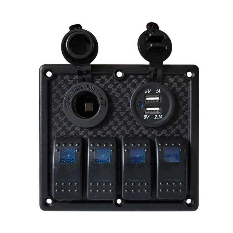 Панель управления с 4 выключателями, розеткой, 2 x USB, LP-S0014B