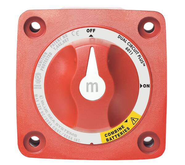 BlueSea m-Series Mini Dual Circuit Plus™ Battery Switch - Red 6011