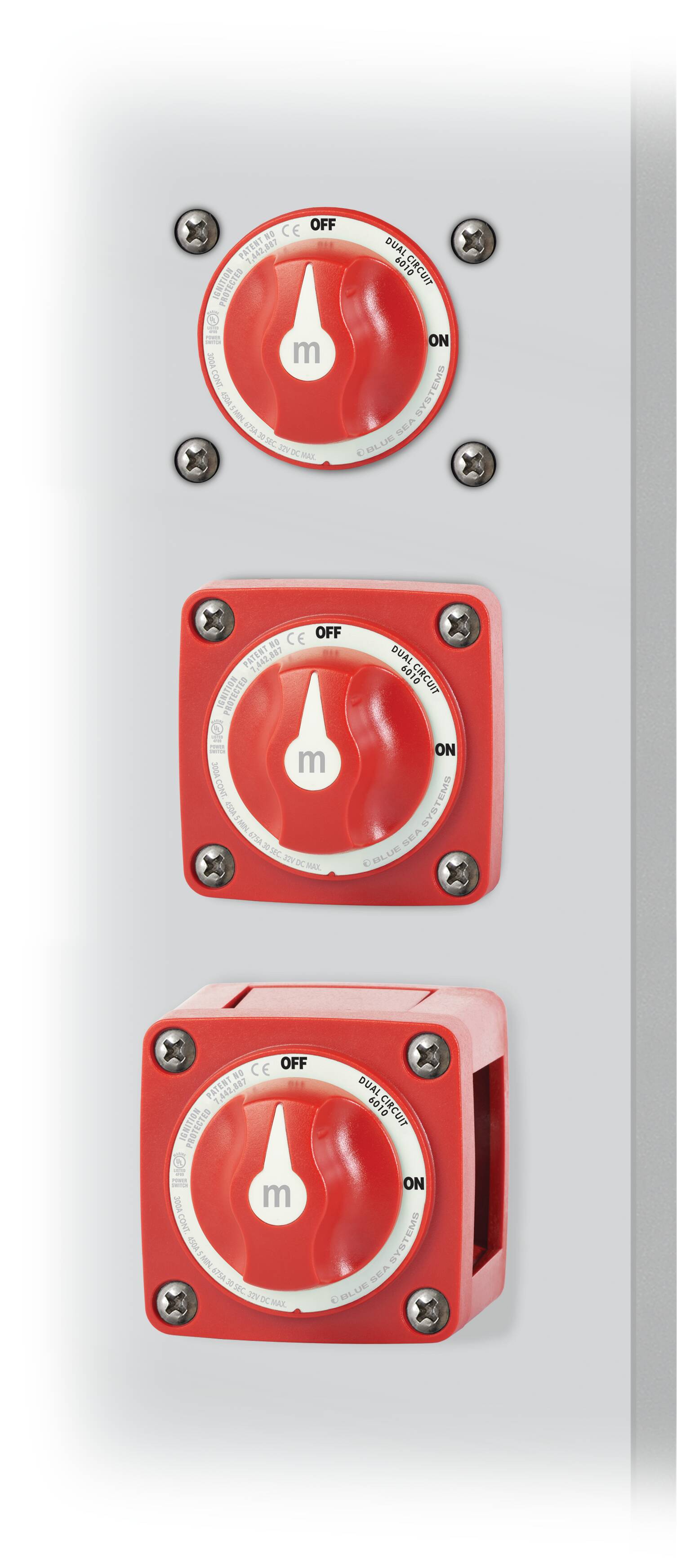 BlueSea m-Series Mini Dual Circuit Battery Switch - Red 6010