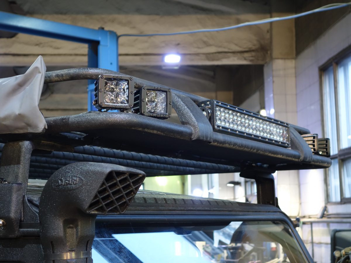 RIGID D-серия PRO (4 светодиода) — Дальний свет (пара) Midnight Edition на катере — пример установки, Рыбанутые.РФ